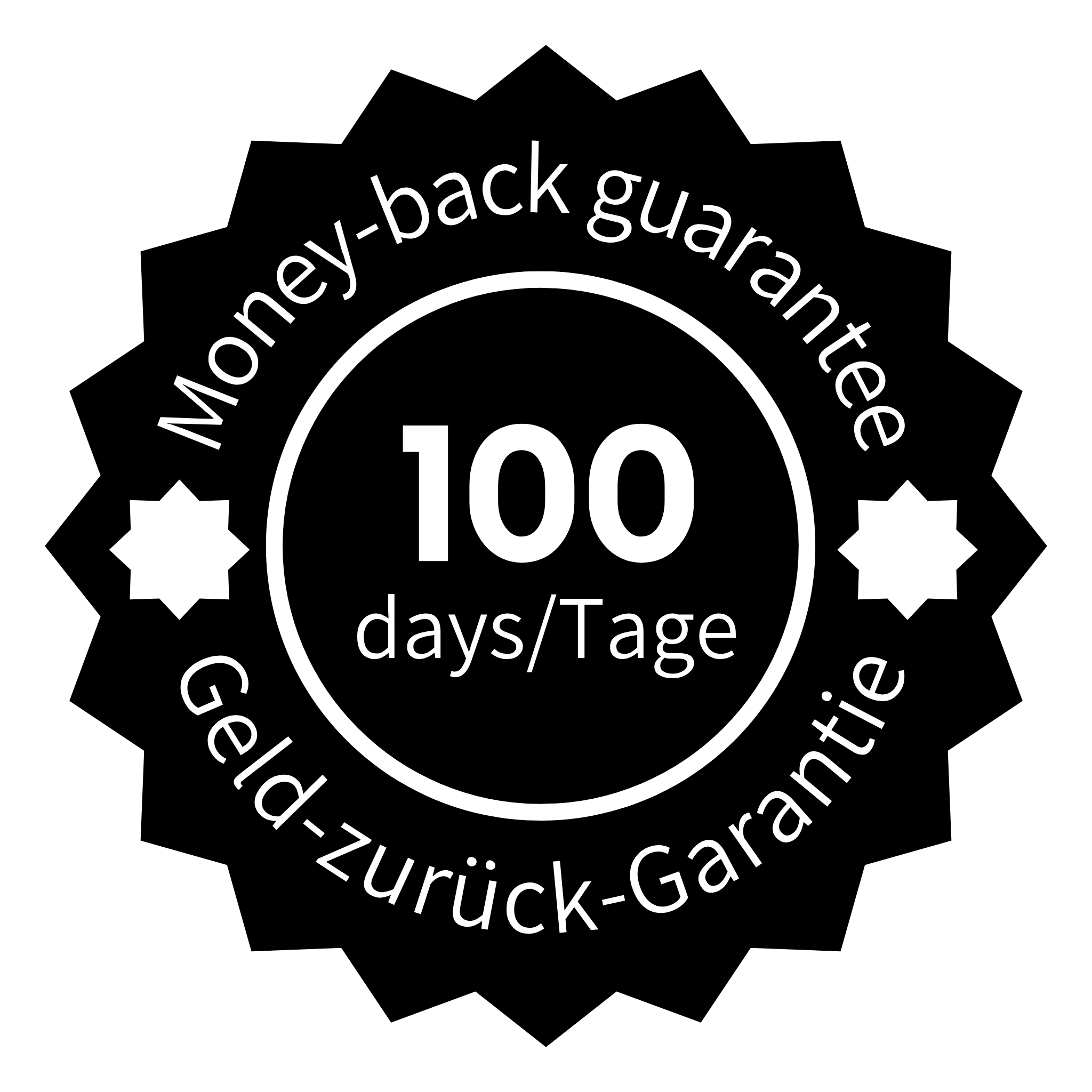 100 Days Money-Back Guarantee Icon – ribogrow ensures customer satisfaction with a risk-free 100-day refund policy. 100 Tage Geld-zurück-Garantie Icon – ribogrow bietet eine risikofreie 100-Tage-Rückerstattung für höchste Kundenzufriedenheit.