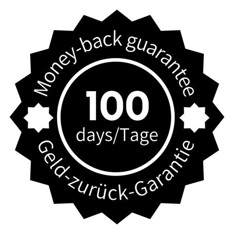 100 Days Money-Back Guarantee Icon – ribogrow® ensures customer satisfaction with a risk-free 100-day refund policy. 100 Tage Geld-zurück-Garantie Icon – ribogrow® bietet eine risikofreie 100-Tage-Rückerstattung für höchste Kundenzufriedenheit.