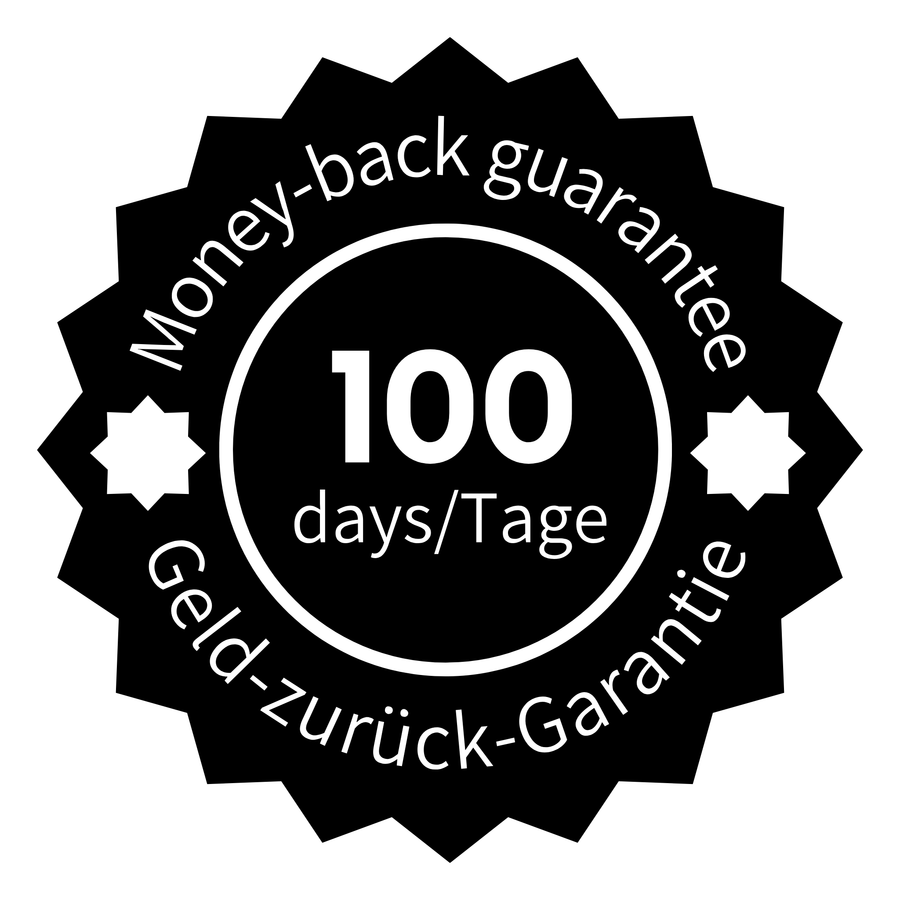 100 Days Money-Back Guarantee Icon – ribogrow ensures customer satisfaction with a risk-free 100-day refund policy. 100 Tage Geld-zurück-Garantie Icon – ribogrow bietet eine risikofreie 100-Tage-Rückerstattung für höchste Kundenzufriedenheit.