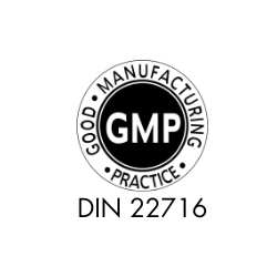 GMP DIN 22716 Icon – Zertifizierung für gute Herstellungspraxis bei ribogrow, gewährleistet höchste Qualitäts- und Sicherheitsstandards.
