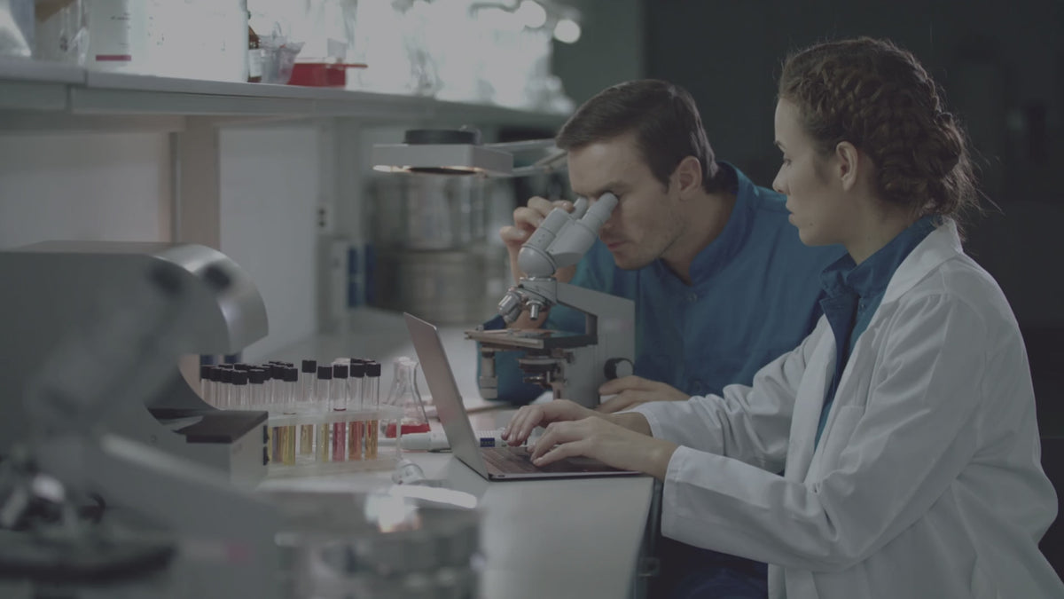 ribogrow lab video showing the scientists working on new cosmetic hair loss formulas with the natural sugar 2-deoxy-d-ribose