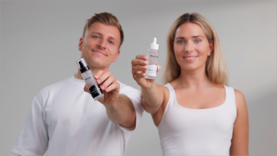 Zeigt ein 30 Sekunden Video des ribogrow air Booster Serums und Tonics. Inclusive Models und Dermatologen. Außerdem wird die Anwendung des Serums und des Tonics gezeigt.